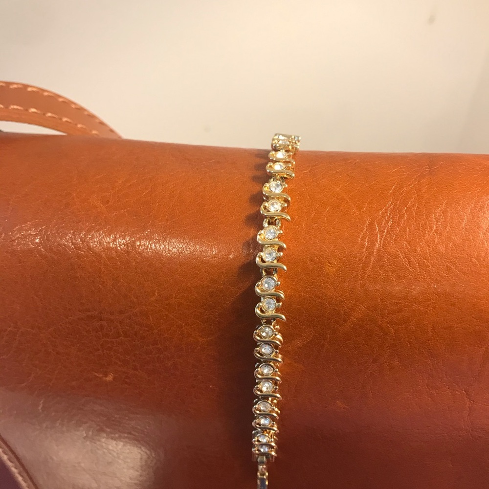 Vintage Park Lane Tennis Bracelet Gold Tone Faceted Clear Crystals - never worn